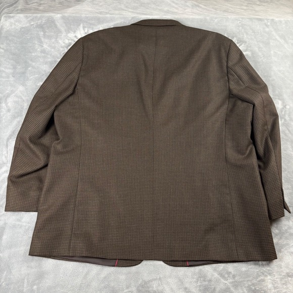 Alexander Lloyd Mens Brown Houndstooth Worsted Wool Blend Blazer Jacket Size 54L - Picture 8 of 13
